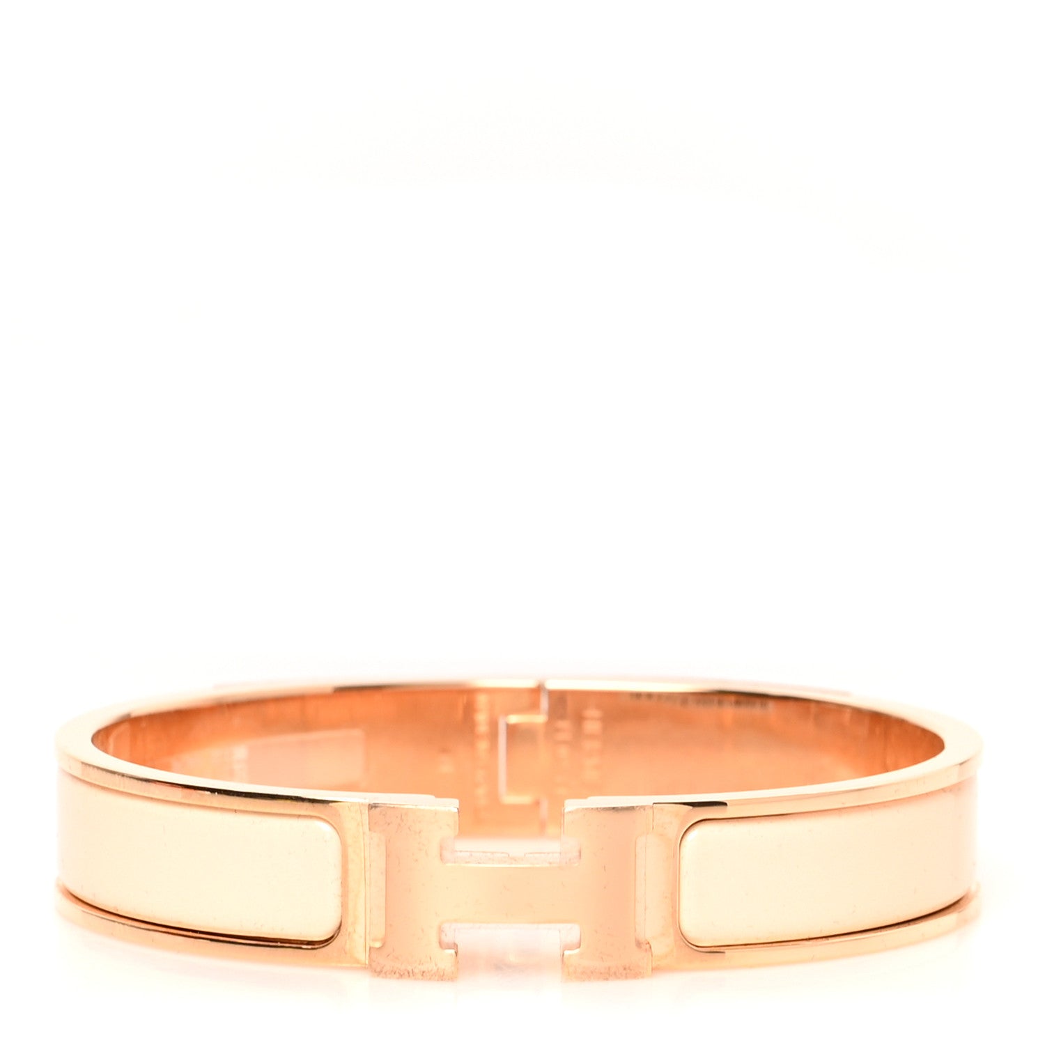 Hermes Enamel Narrow Clic Clac H Bracelet GM Beige Nacre 1 of 5