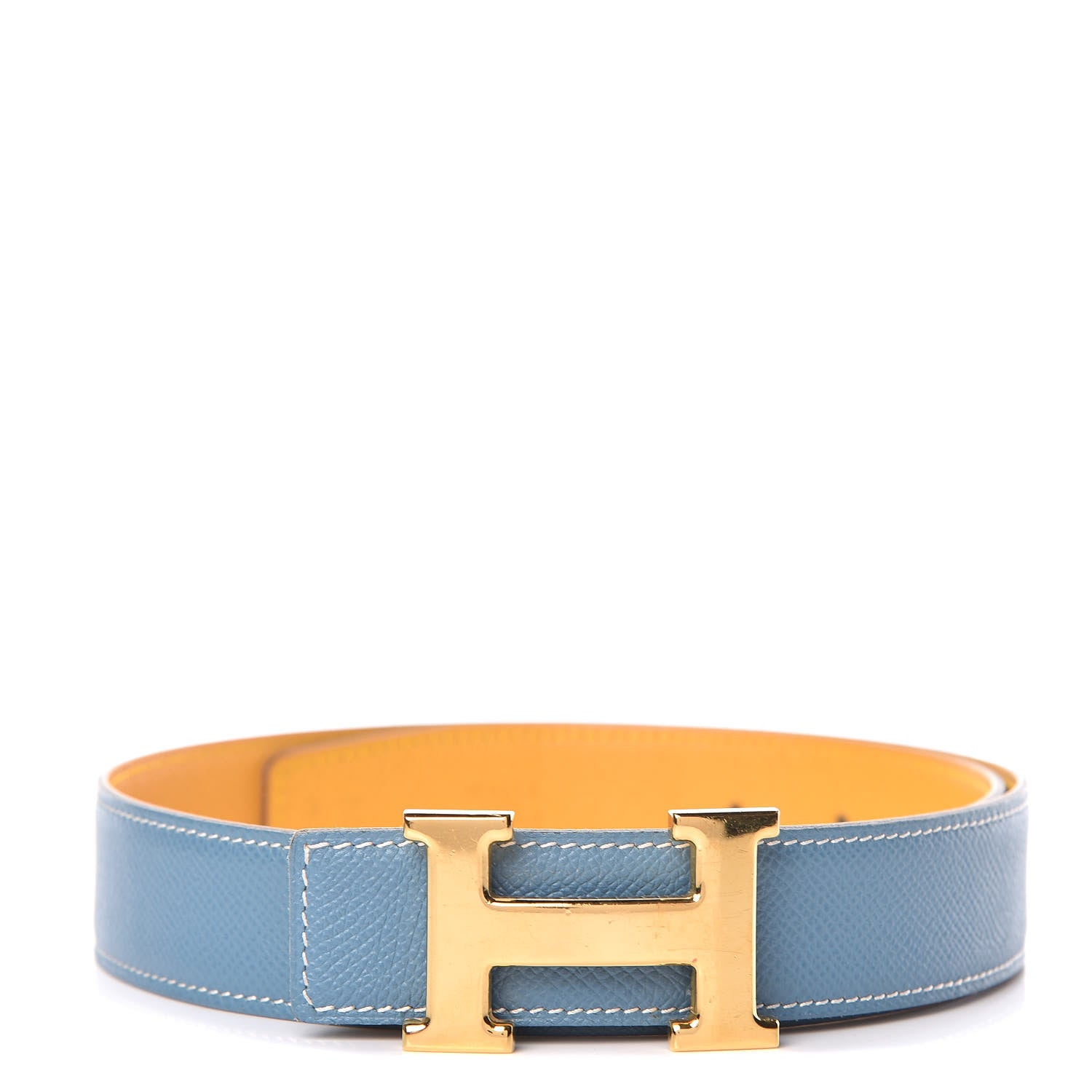 Hermes Courchevel H 32mm H Belt 70 Jaune Blue Jean 1 of 6