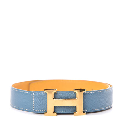 Hermes Courchevel H 32mm H Belt 70 Jaune Blue Jean 1 of 6