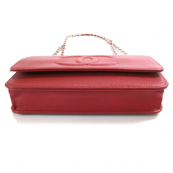 Chanel Caviar Wallet on Chain Red 4 of 10