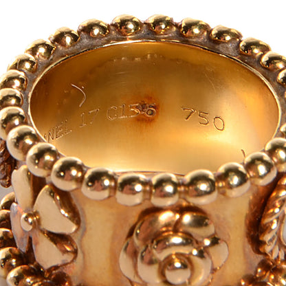 Chanel 18K Yellow Gold Pearl Camellia Ring 7 5 of 6