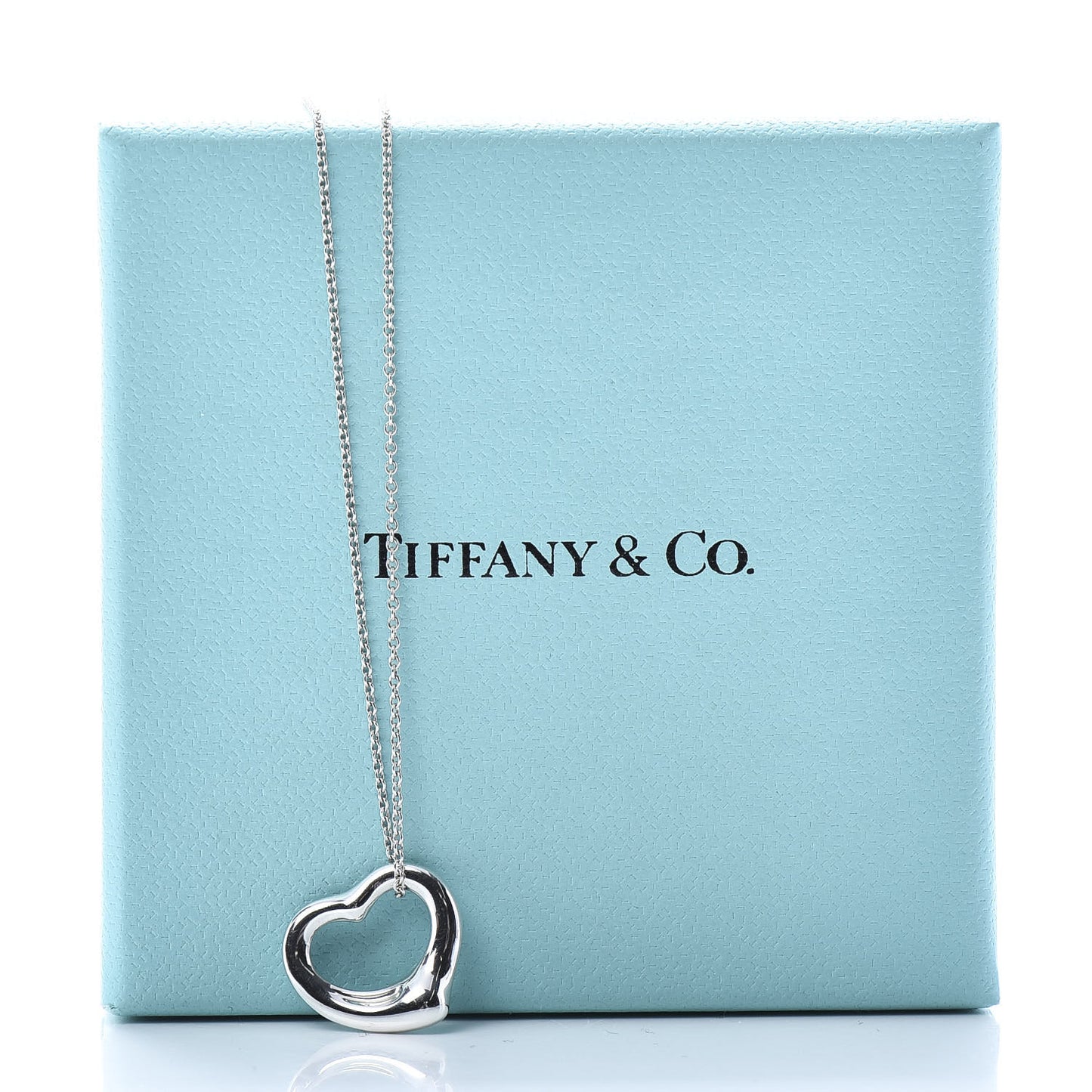 Sterling Silver 16mm Elsa Peretti Open Heart Pendant Necklace
