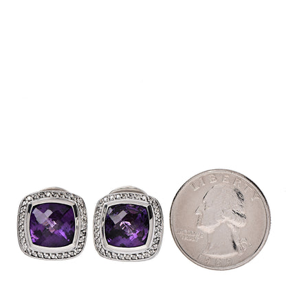 David Yurman Sterling Silver Diamond Amethyst 14mm Albion Earrings 2 of 4