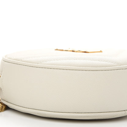 Saint Laurent Grain De Poudre Matelasse Chevron Quilted Round Vinyle Camera Bag Blanc Vintage 7 of 8