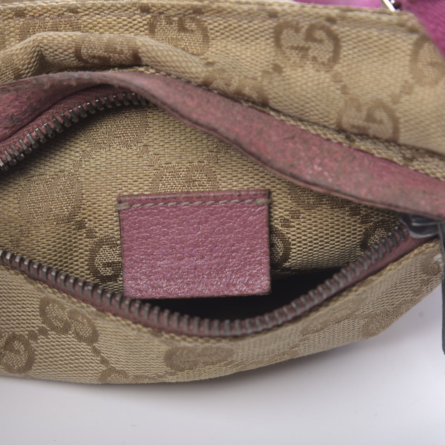 GG Monogram Web Double Pocket Belt Bag Pink