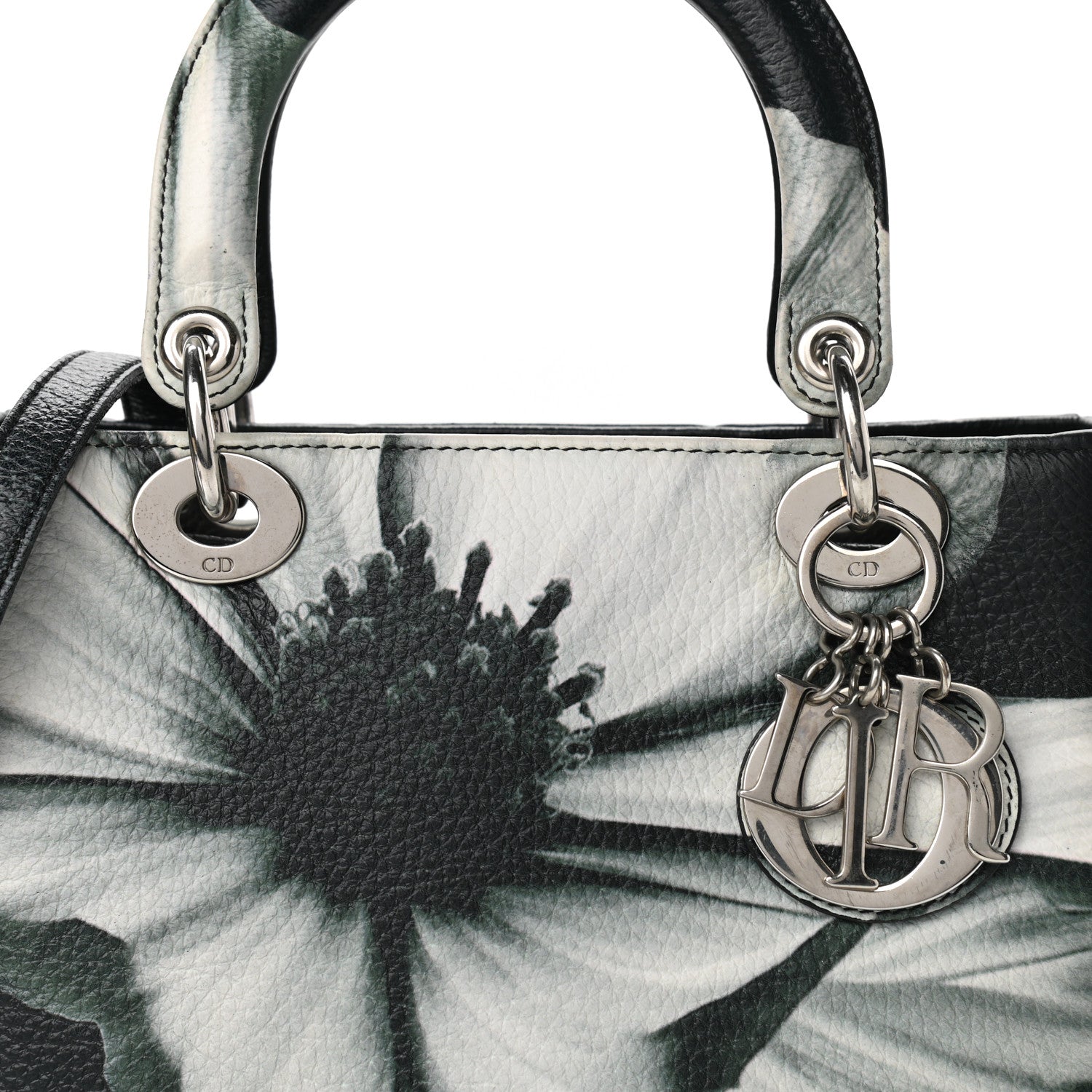 Christian Dior Deerskin Floral Printed Medium Lady Dior Green 6 of 8