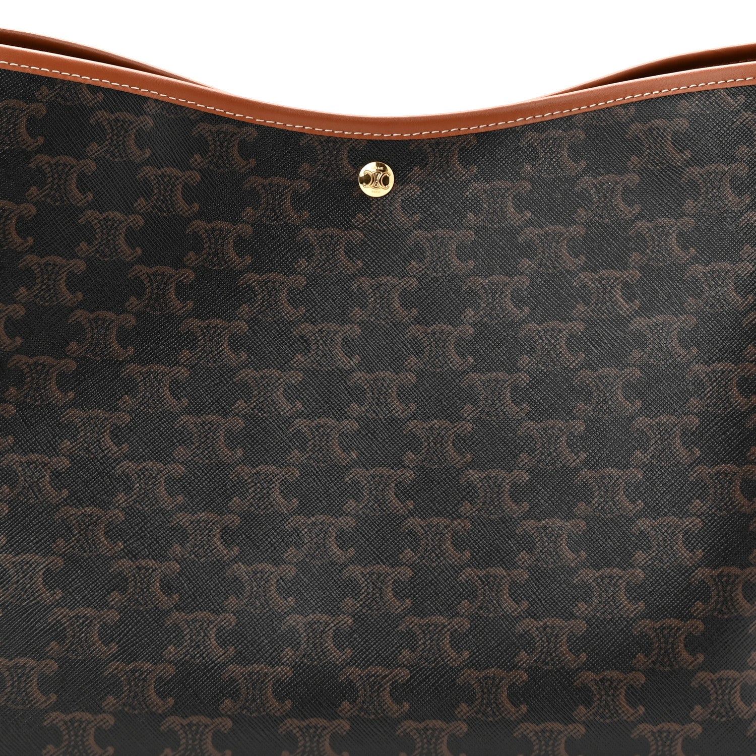 Celine Triomphe Canvas Calfskin Shopper Tote Tan 9 of 12