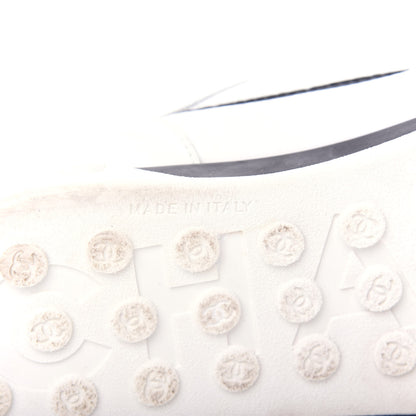 Chanel Calfskin Mesh Lycra Womens Logo Sneakers 38.5 White 9 of 11