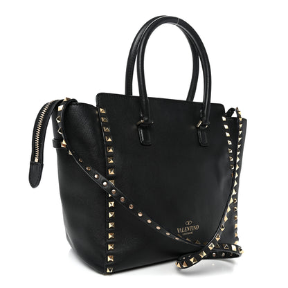 Valentino Garavani Vitello Rockstud Double Handle Tote Black 3 of 10