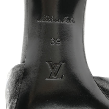 Louis Vuitton Lambskin Embossed Monogram Revival Mid Heel Mules 39 Black 6 of 10
