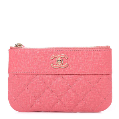 Chanel Caviar Quilted Small Vintage Mademoiselle Cosmetic Case Pink 1 of 8