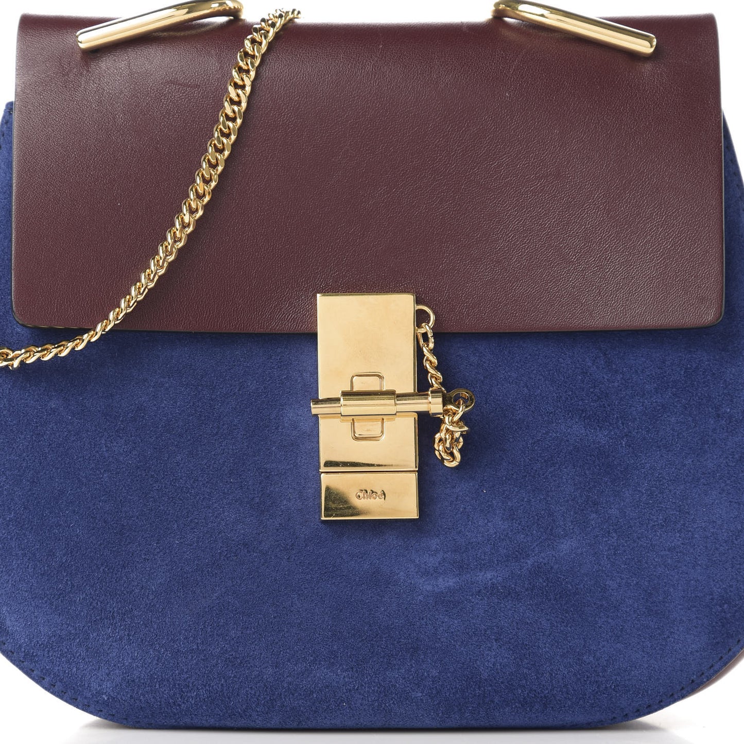 Suede Smooth Calfskin Drew Shoulder Bag Dark Velvet
