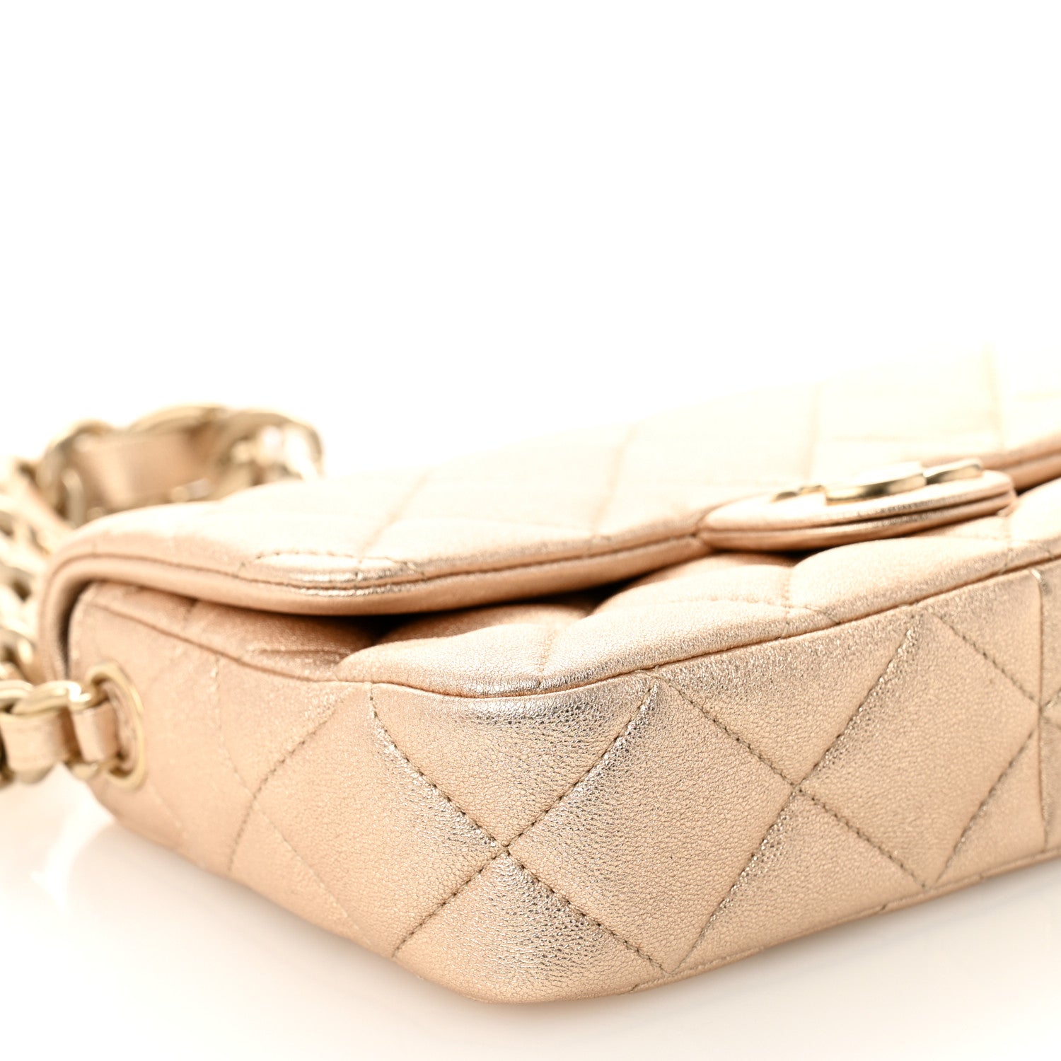 Chanel Metallic Lambskin Lacquered Quilted Small Flap Gold 8 of 9