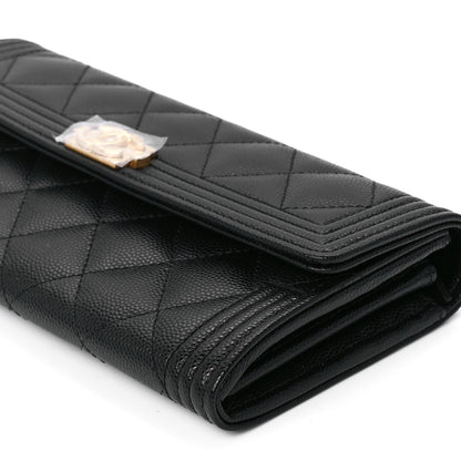 Chanel Caviar Quilted Large Boy Gusset Flap Wallet Black 12 of 13