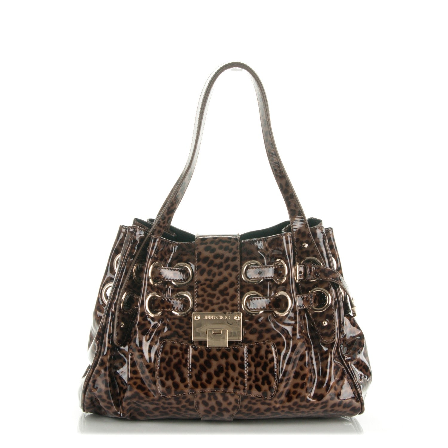Jimmy Choo Patent Leopard Print Riki Natural 1 of 6