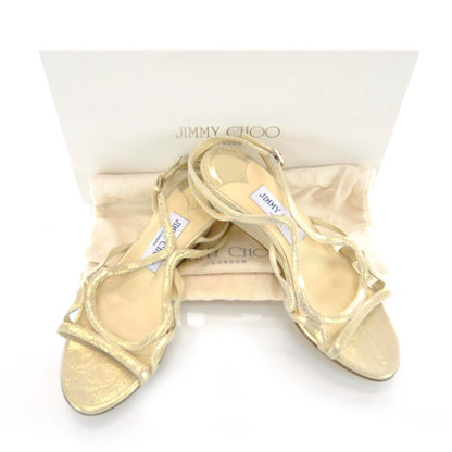 Jimmy Choo Pixelated Leather Dora Sandals 35.5 Gold 7 of 7