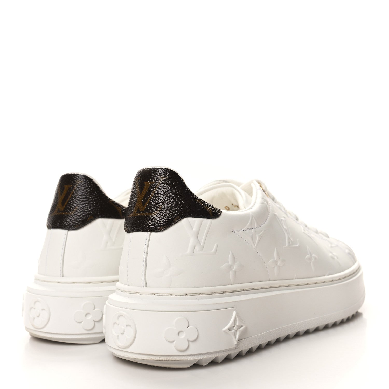 Louis Vuitton Lambskin Embossed Monogram Time Out Sneakers 36 White 4 of 8
