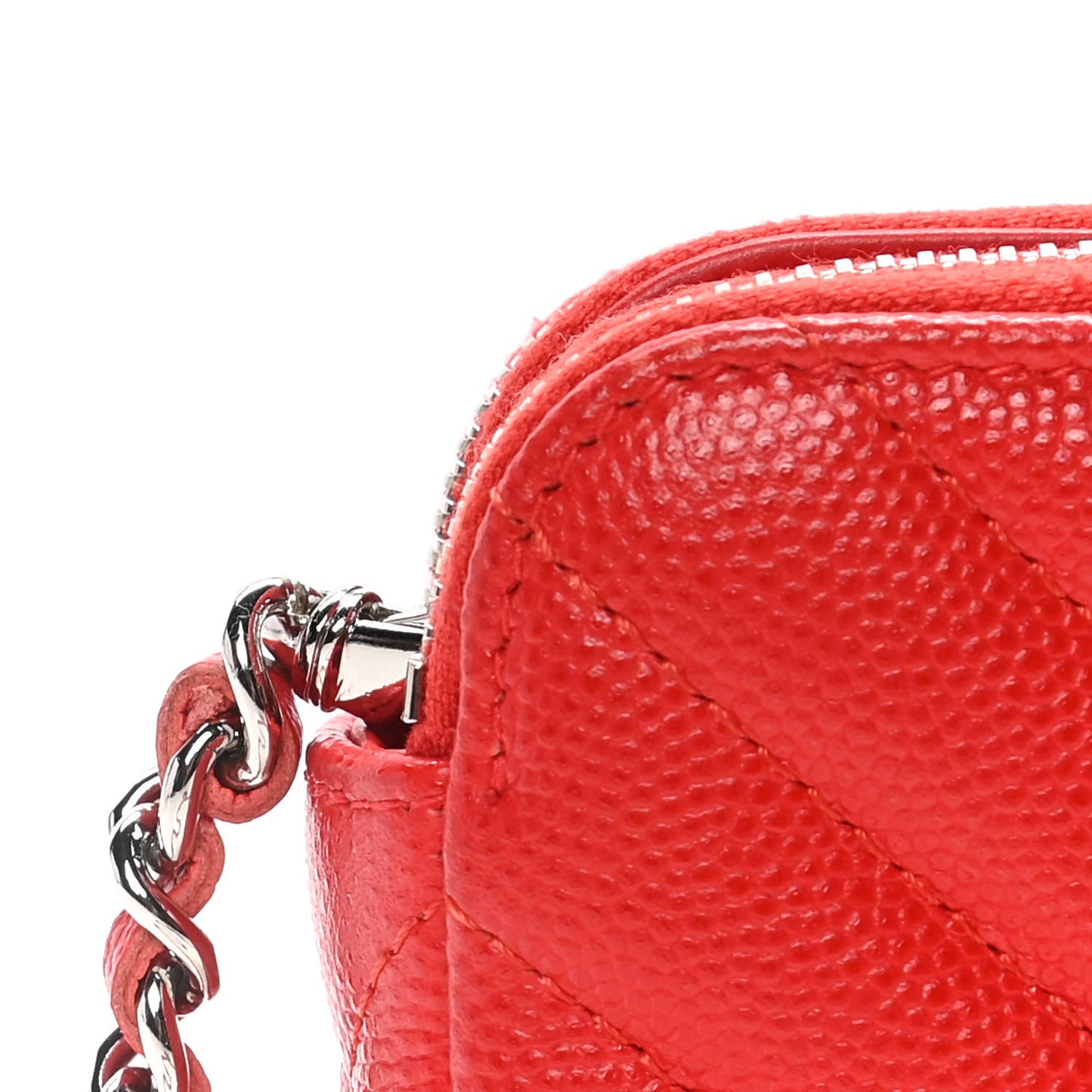 Caviar Chevron Quilted Small Clutch With Chain Light Red