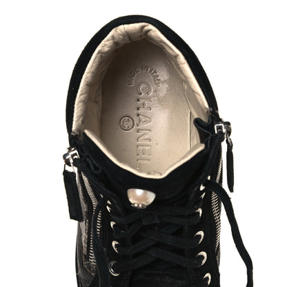Chanel Canvas Suede CC Star Zipped High Top Sneakers 36 Black 6 of 10
