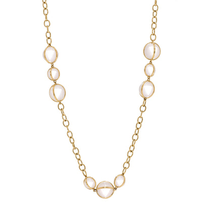 Temple St. Clair 18K Yellow Gold Diamond Rock Crystal Quartz Station Necklace 1 of 4