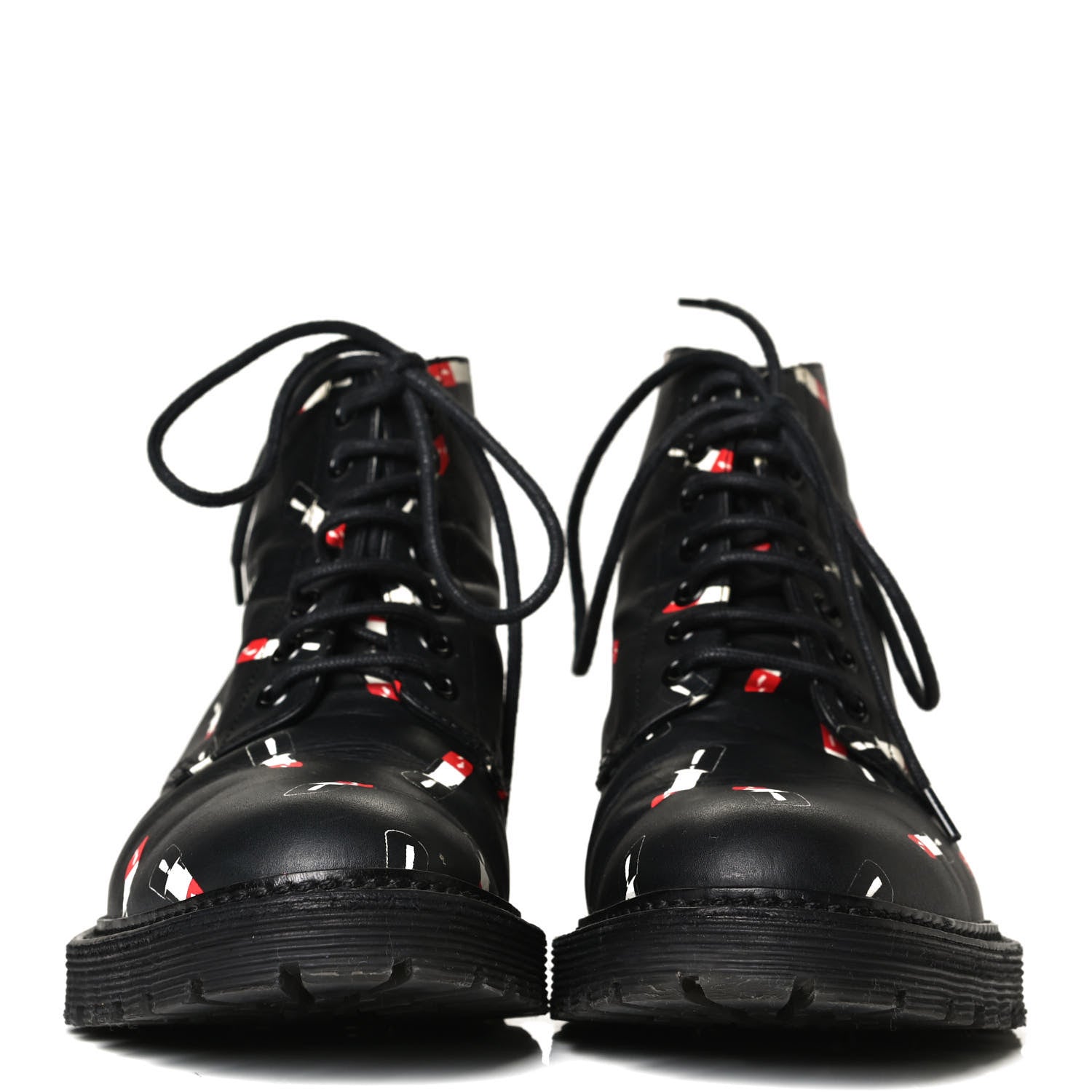 Saint Laurent Smooth Calfskin Rangers Boots 37 Black Red 4 of 22