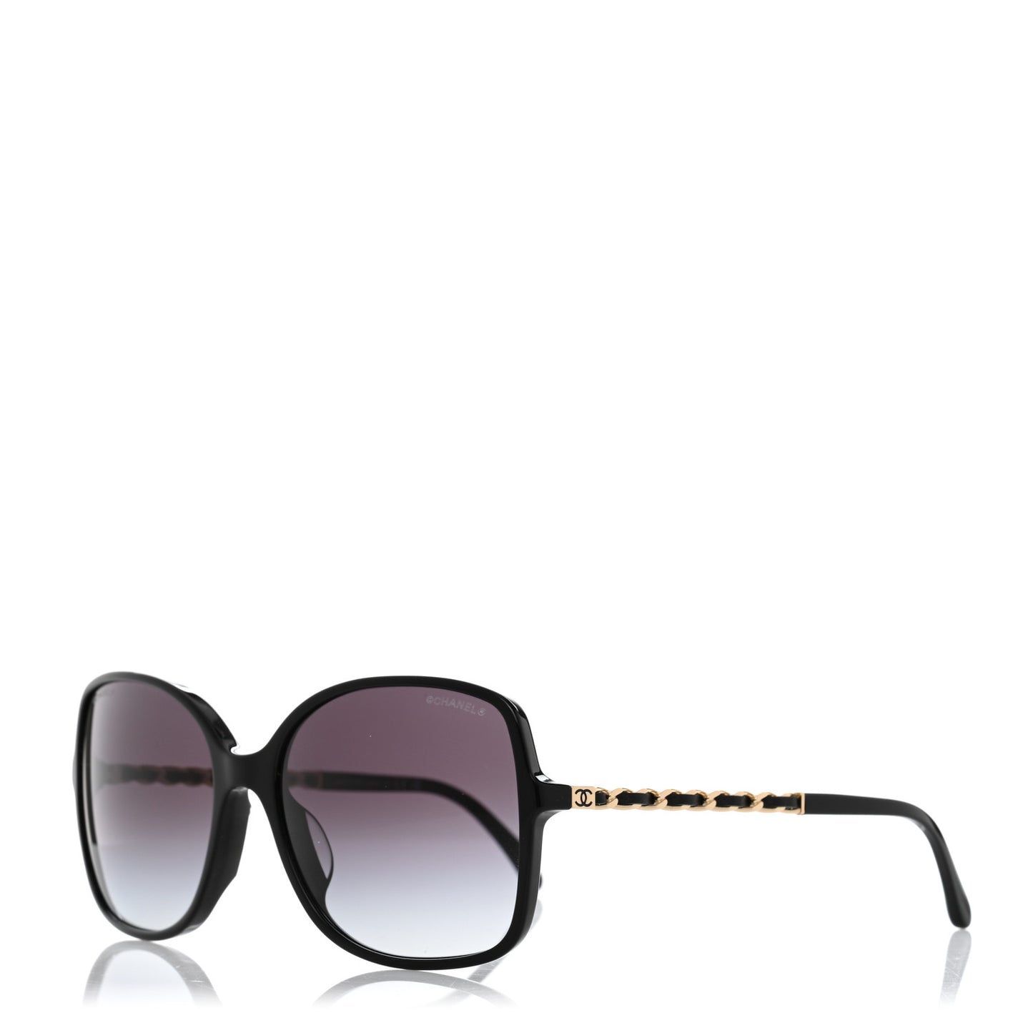 Lambskin Square Chain Sunglasses 5210-Q Black