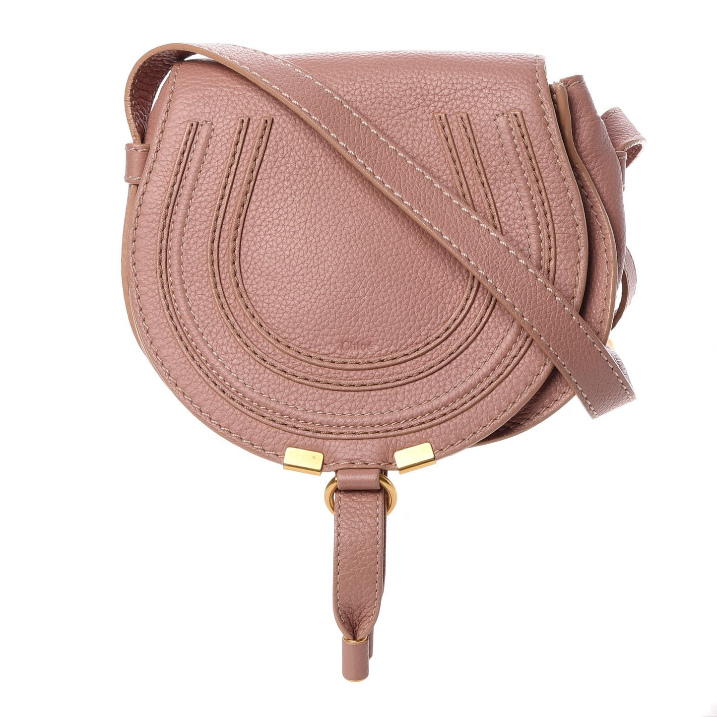 Grained Calfskin Small Marcie Saddle Bag Anemone Pink