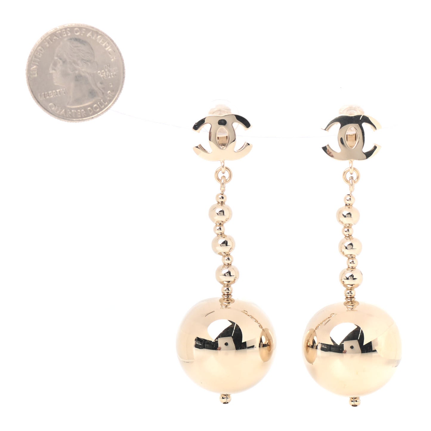 Metal CC Bead Drop Clip On Earrings