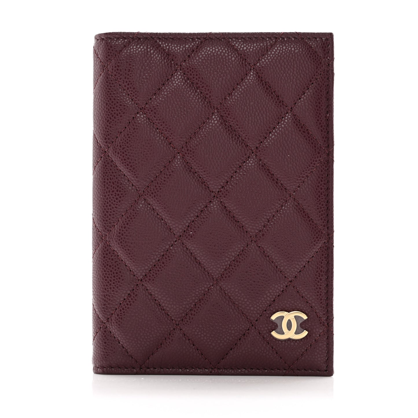 Caviar Quilted Passport Holder Dark Purple