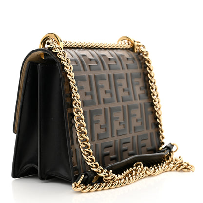Fendi Vitello Liberty Bi-Color FF 1974 Embossed Small Kan U Shoulder Bag Maya Black 3 of 11
