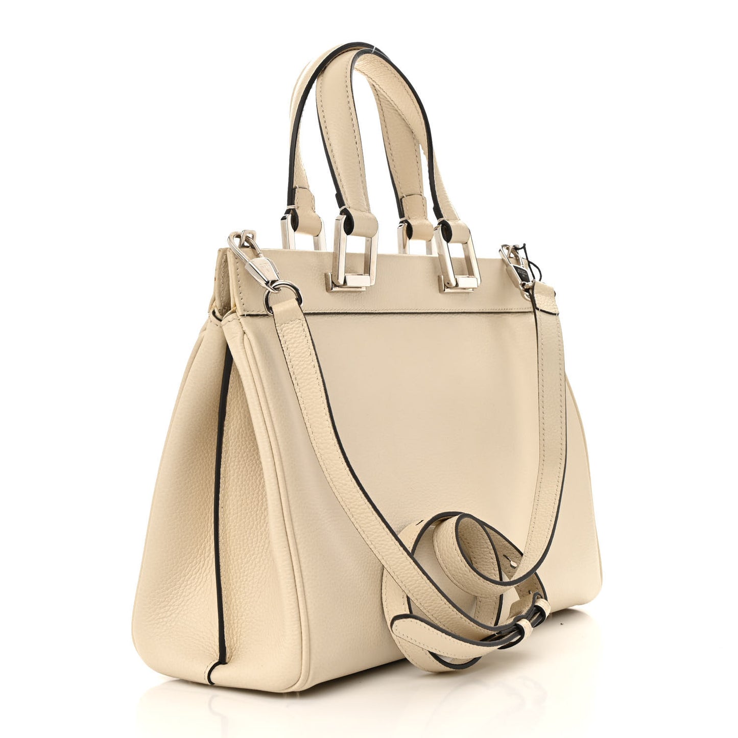Grainy Calfskin Small Zumi Top Handle Bag Mystic White