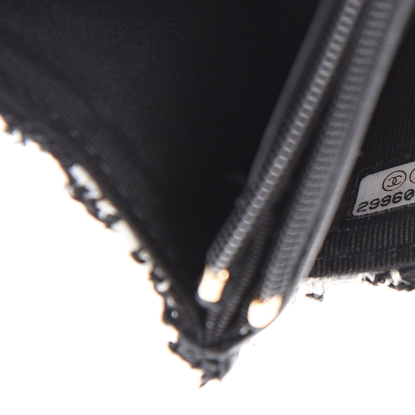 Tweed Quilted Wallet On Chain WOC Black Ecru White