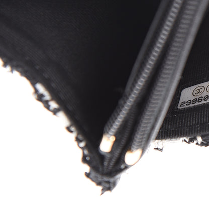 Chanel Tweed Quilted Wallet On Chain WOC Black Ecru White 7 of 9