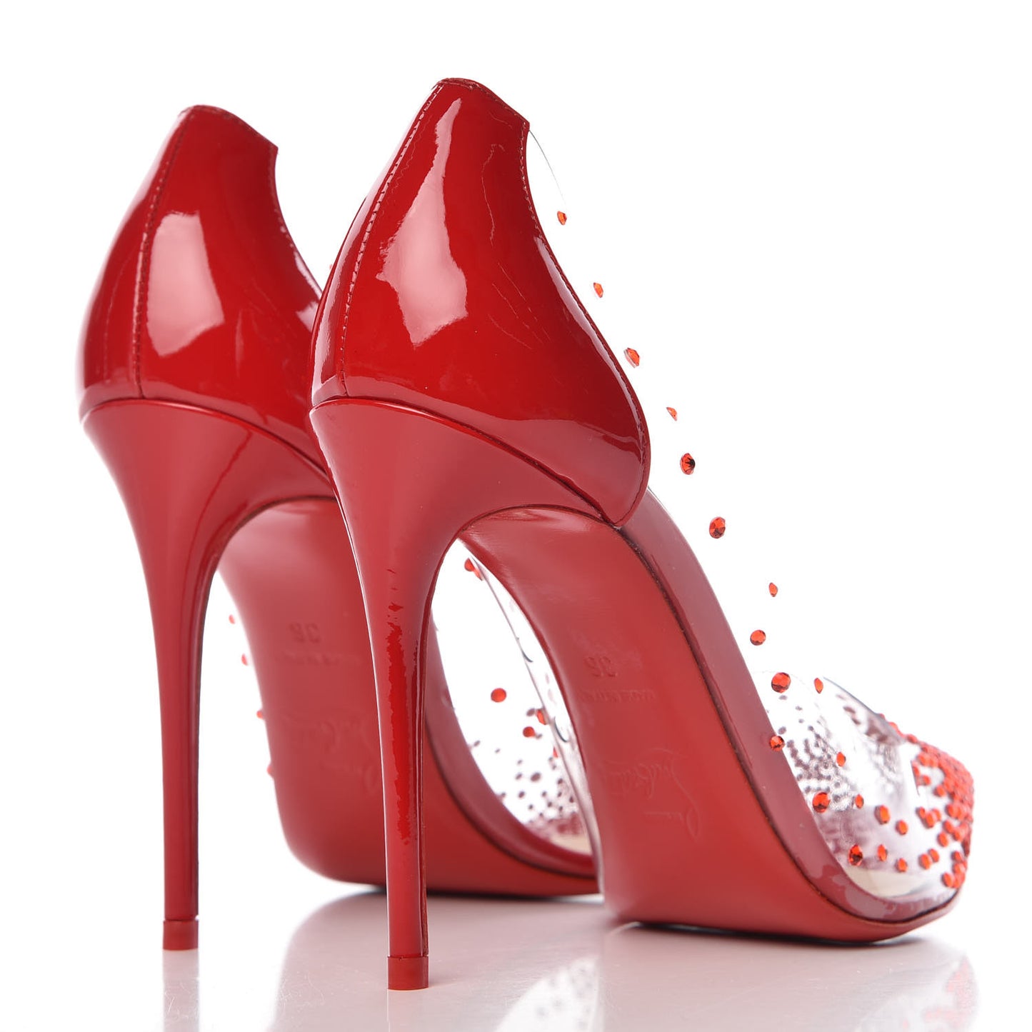 PVC Patent Degrastrass 100 Pumps 36 Red