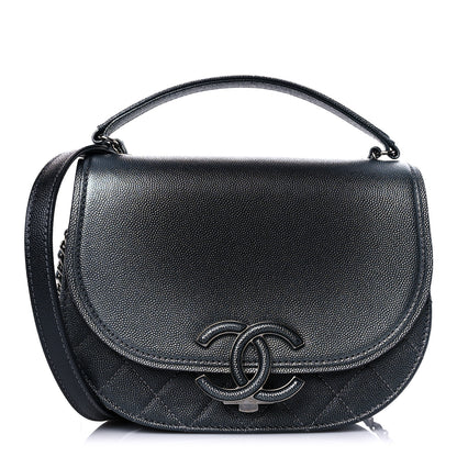 Chanel Metallic Caviar Small Coco Curve Messenger Flap Black Ruthenium 1 of 10