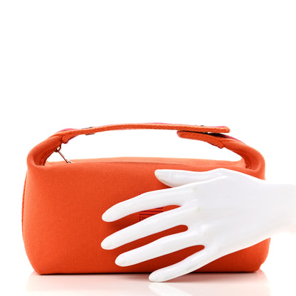 Hermes Canvas Small Bride-A-Brac Pouch Orange Burgundy 3 of 8