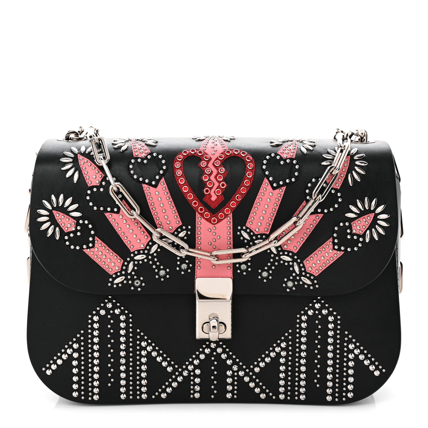 Vitello Loveblade Embellished Chain Flap Bag Black Multicolor