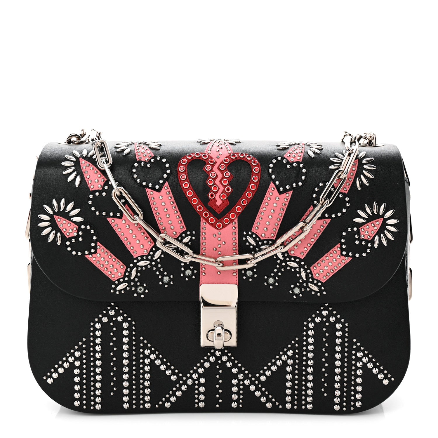 Valentino Garavani Vitello Loveblade Embellished Chain Flap Bag Black Multicolor 1 of 10