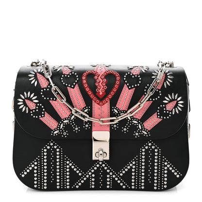 Valentino Garavani Vitello Loveblade Embellished Chain Flap Bag Black Multicolor 1 of 10