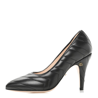 Gucci Nappa Charlotte Chevron Matelasse Double G 95mm Pumps 36 Black 1 of 9