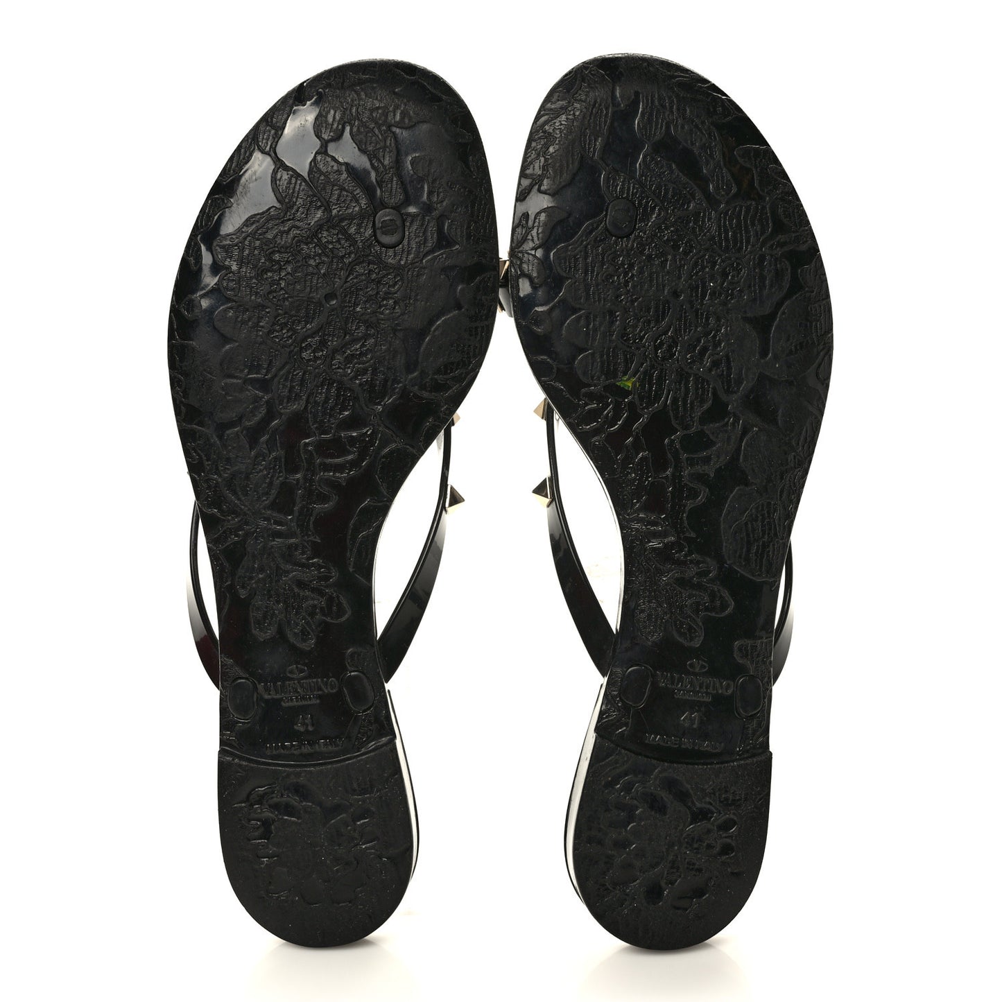 PVC Jelly Rockstud Bow Thong Sandals 41 Black