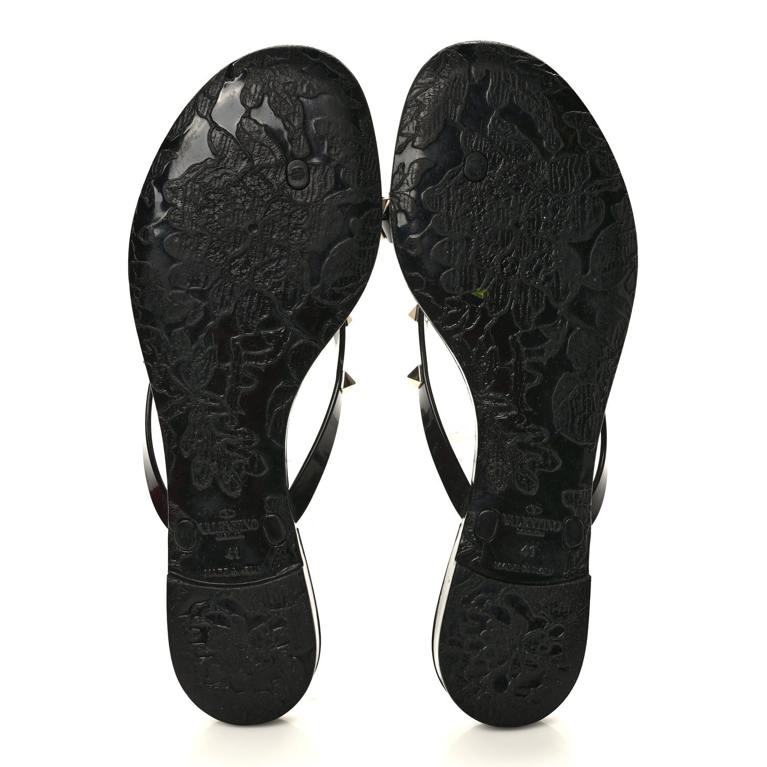 Valentino Garavani PVC Jelly Rockstud Bow Thong Sandals 41 Black 5 of 8