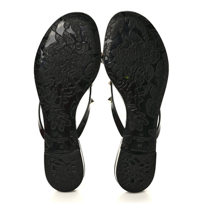 Valentino Garavani PVC Jelly Rockstud Bow Thong Sandals 41 Black 5 of 8