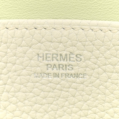 Hermes Taurillon Clemence Verso Halzan 25 White Vert Fizz 6 of 11