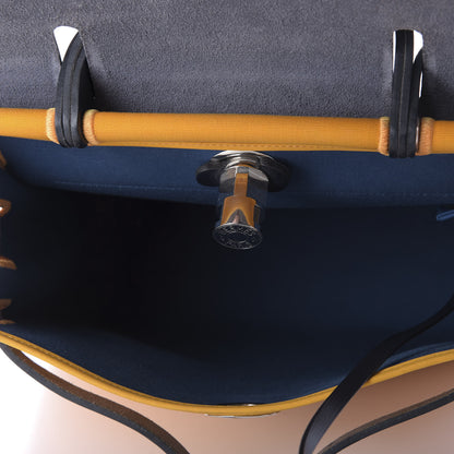 Hermes Vache Hunter Toile Herbag Zip 31 PM Jaune D'or Bleu Izmir Bleu Royale 5 of 9