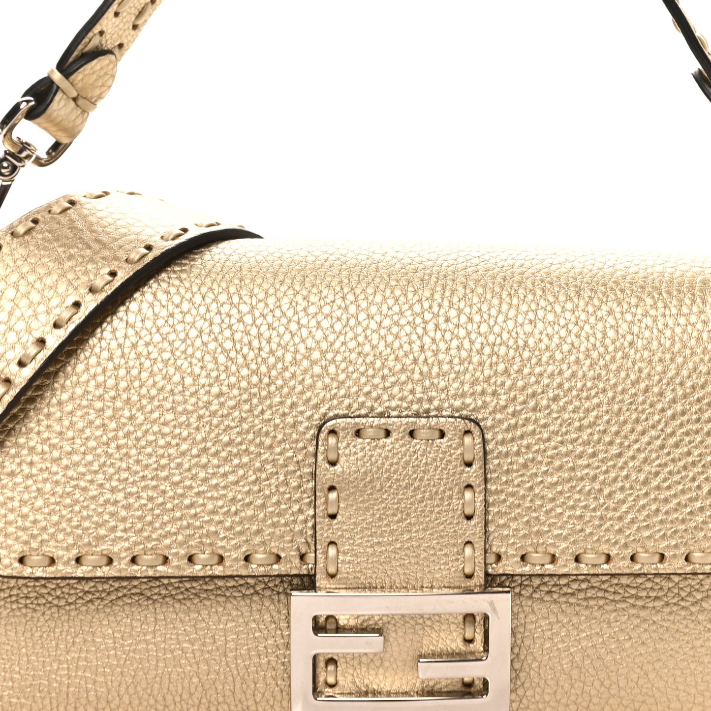 Cuoio Roma Sellerissima Nappa Sintetica Tape Stitch Baguette Platino