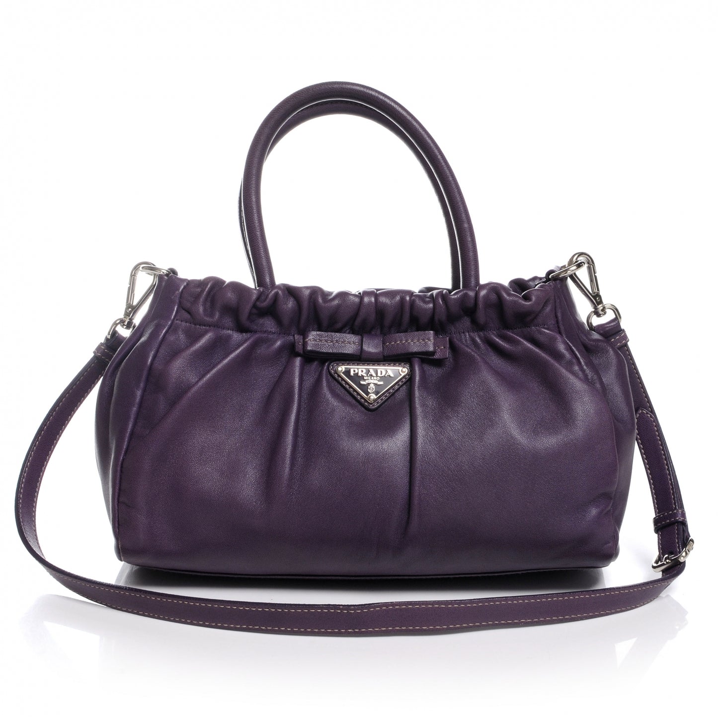 Nappa Leather Bow Satchel Viola