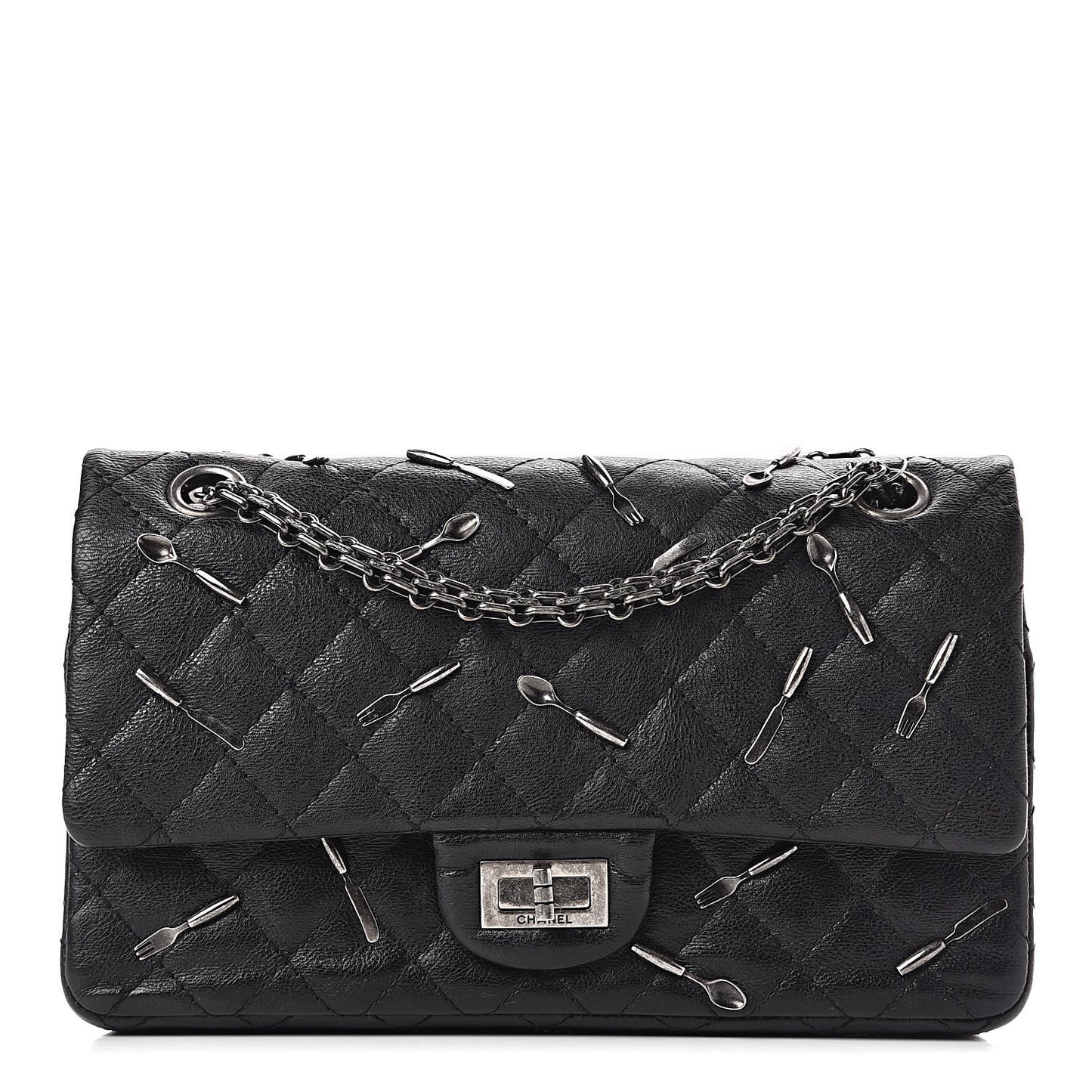 Calfskin Quilted Spoon Charms Brasserie 2.55 Reissue 225 Flap Black