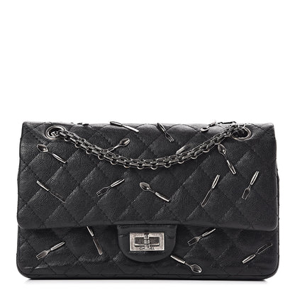 Chanel Calfskin Quilted Spoon Charms Brasserie 2.55 Reissue 225 Flap Black 1 of 13