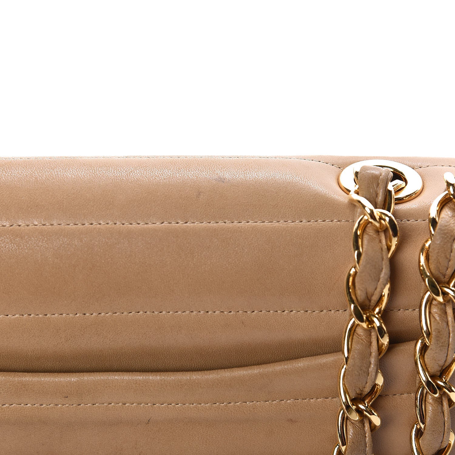 Chanel Lambskin Horizontal Quilt Jumbo Single Flap Beige 13 of 19